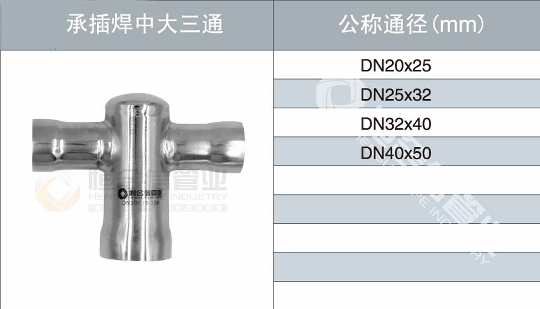 承插焊中大三通參數(shù)1